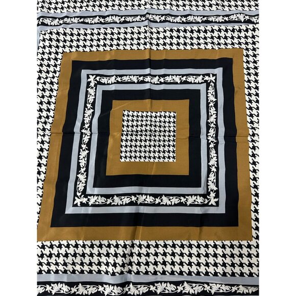 Linda Dano Printed Scarf One Size Shawl Wrap Square Houndstooth Floral Pattern - Picture 4 of 9